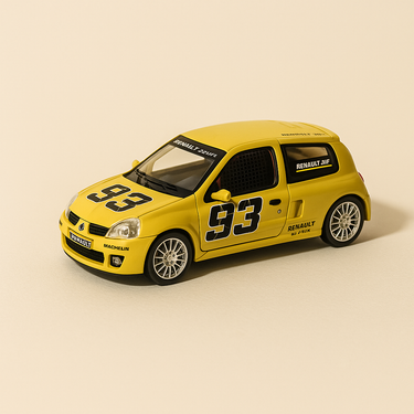 Renault Sport Clio Trophy jaune numéro 99 version: présentation (coffret boite rectangle) - Universal Hobbies - Image haute qualité