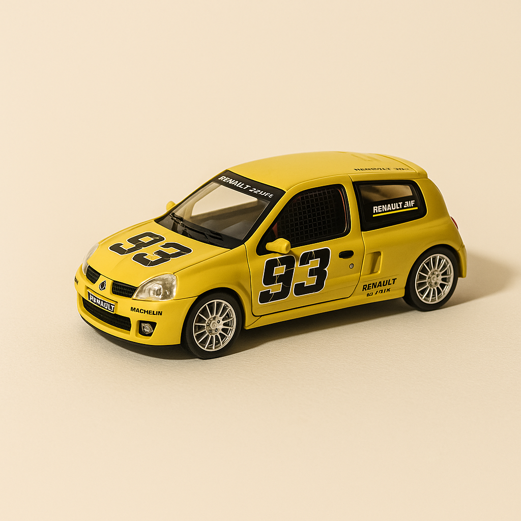 Renault Sport Clio Trophy jaune numéro 99 version: présentation (coffret boite rectangle) - Universal Hobbies