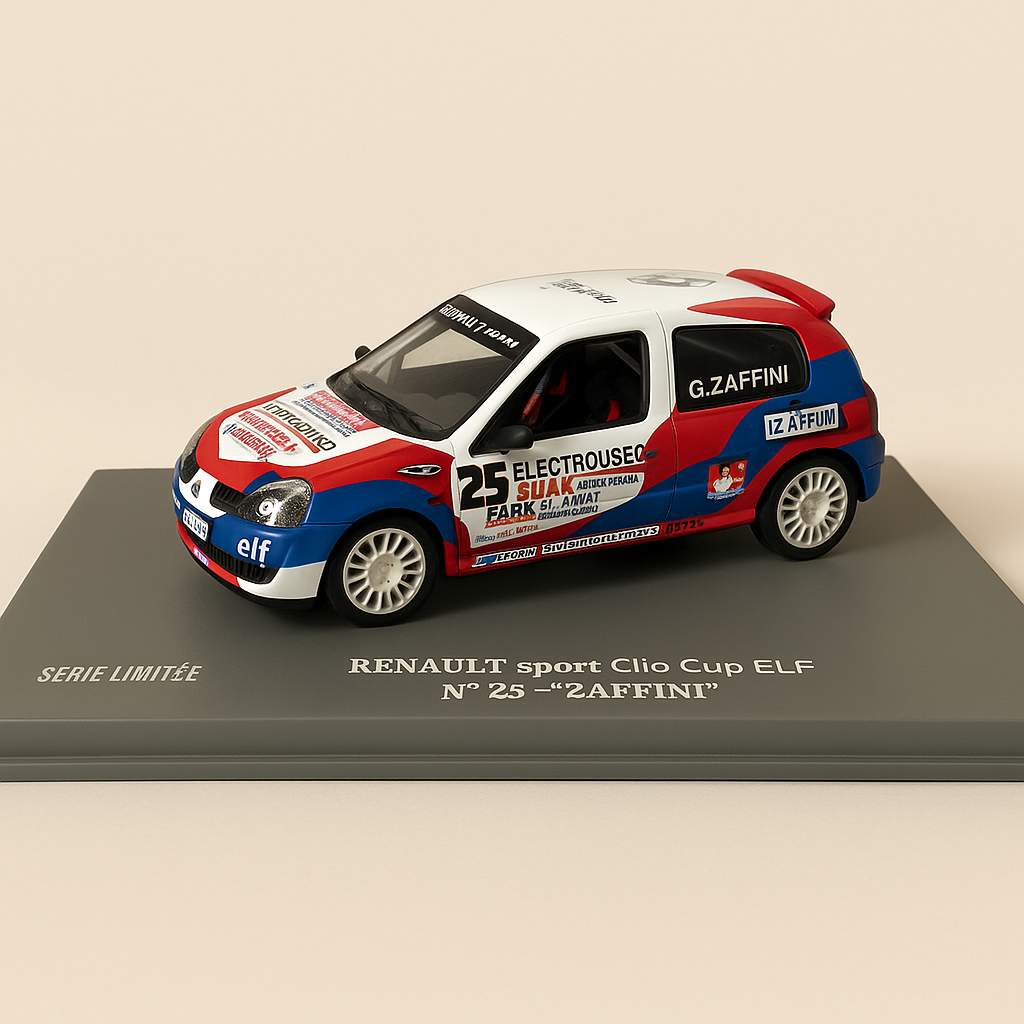Renault Sport Clio Cup ELF weiß, blau und rot Nummer 25 (Rechteckbox) - Universal Hobbies