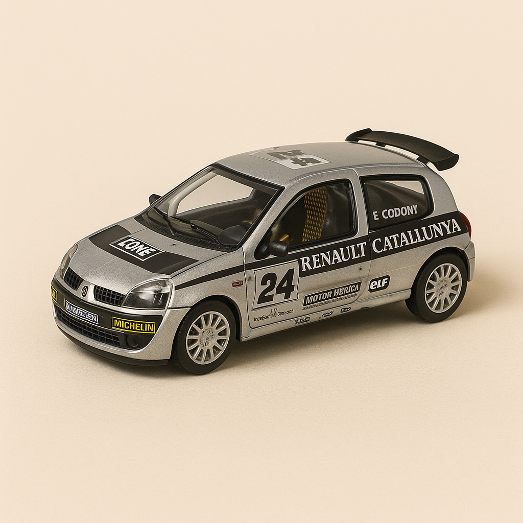 Renault Sport Clio Trophy "Renault Catalunya" grise et noire numéro 24 (coffret boite rectangle) - EAGLE Collectibles par Universal Hobbies - Image haute qualité