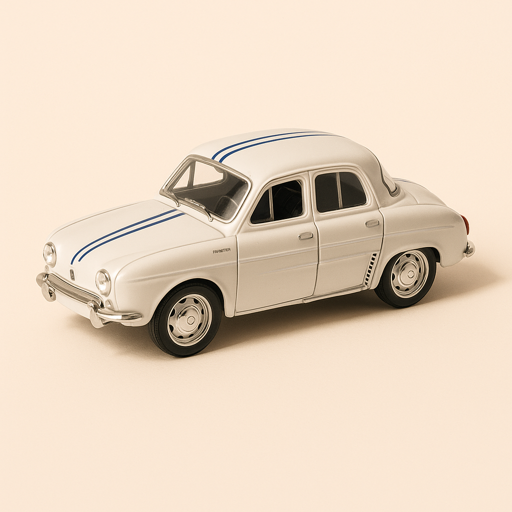 Renault Dauphine Gordini biała z niebieskimi paskami (LEGEND SERIES)