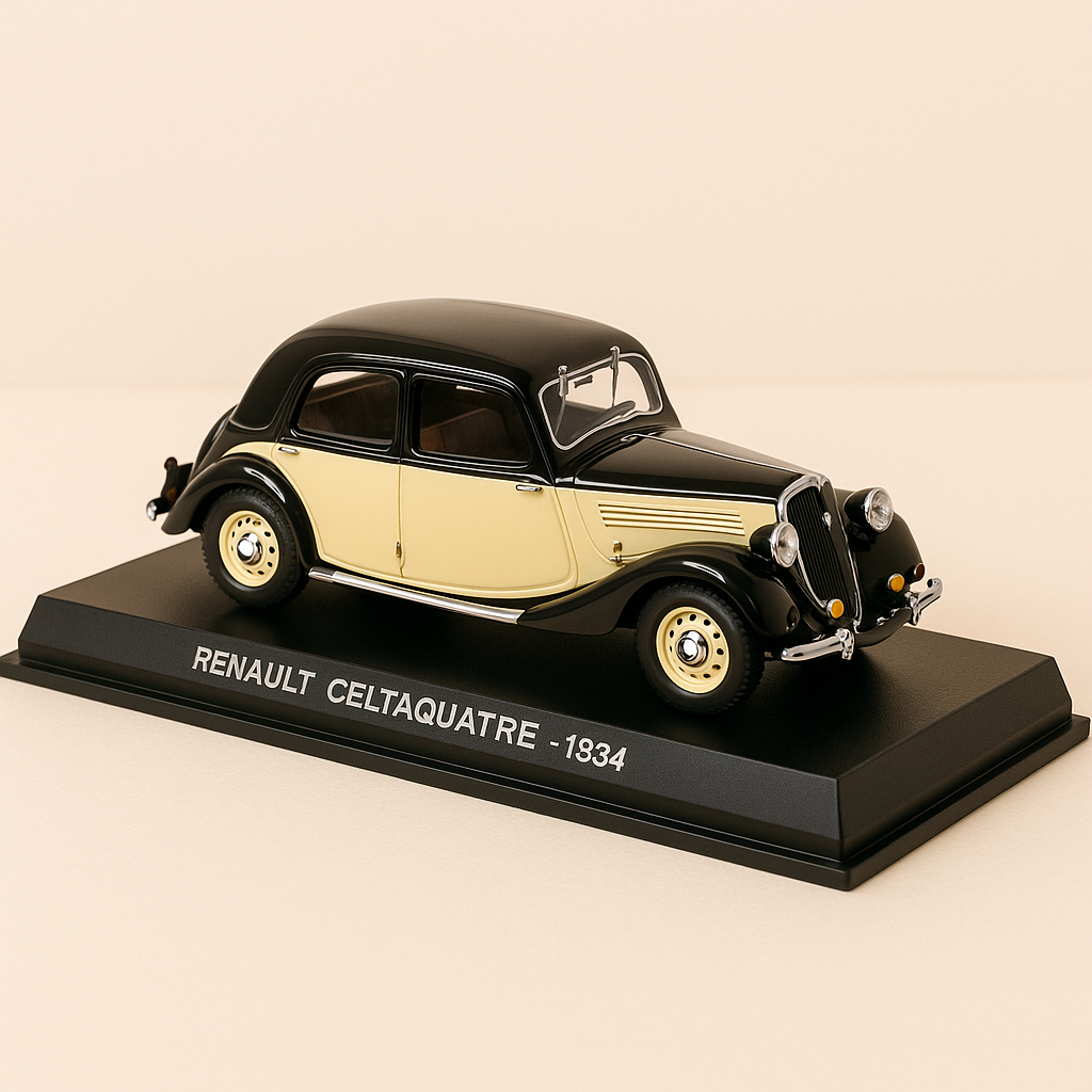 Renault Celtaquatre beige a schwaarz vum Joer 1934 (Rechtdok Pëck) - NOREV