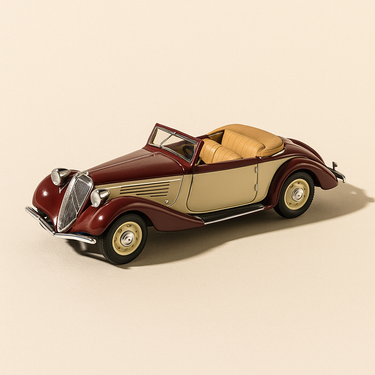 Renault Vivasport cabriolet bordeaux et beige de 1934 (coffret boite rectangle) - Image haute qualité