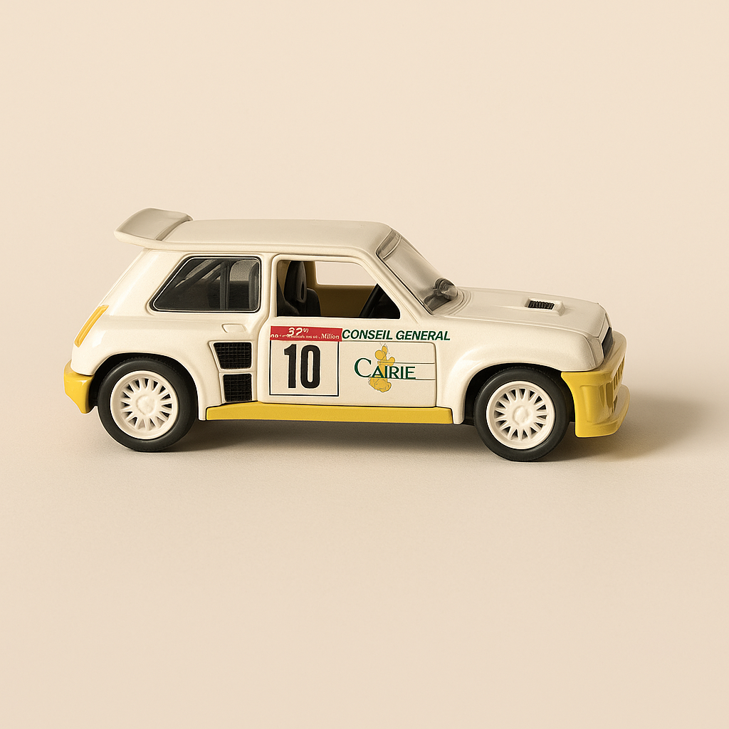 Renault 5 Maxi Turbo wäiss a giel Nummer 10 - Solido Referenz 1837