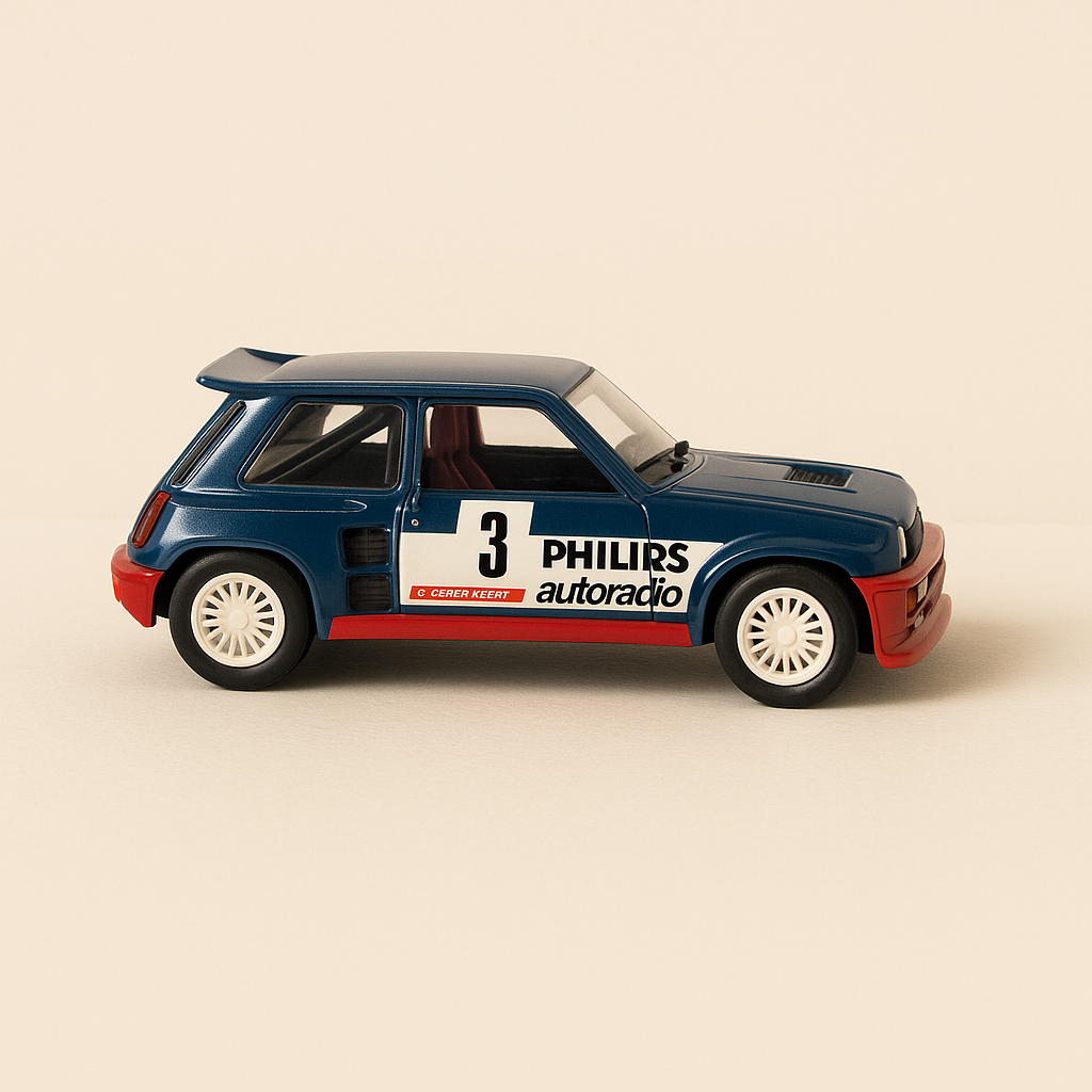 Renault 5 Maxi Turbo azul y con franja roja número 3 (Solido referencia 1908 caja violeta)