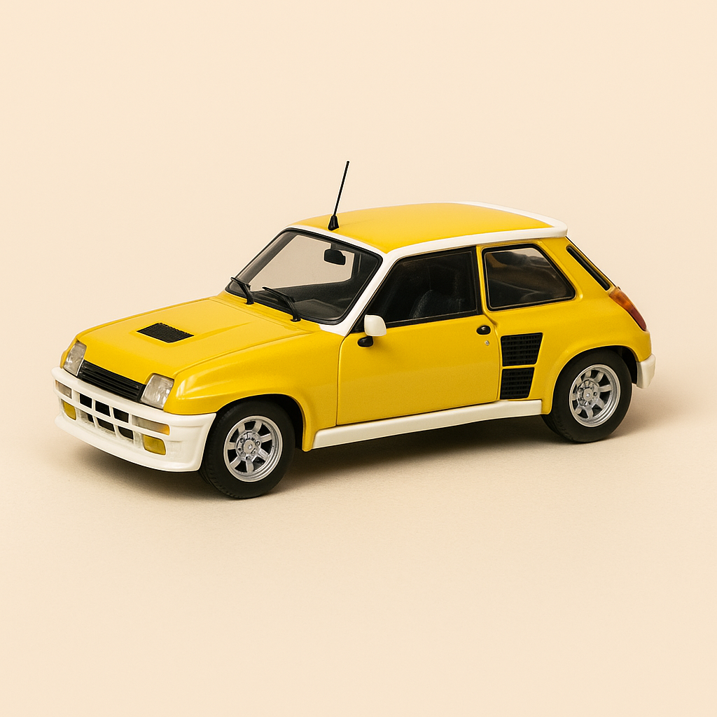 Renault 5 Turbo amarillo y blanco - rallye Tour de Corse de 1983 (caja de plexiglás)
