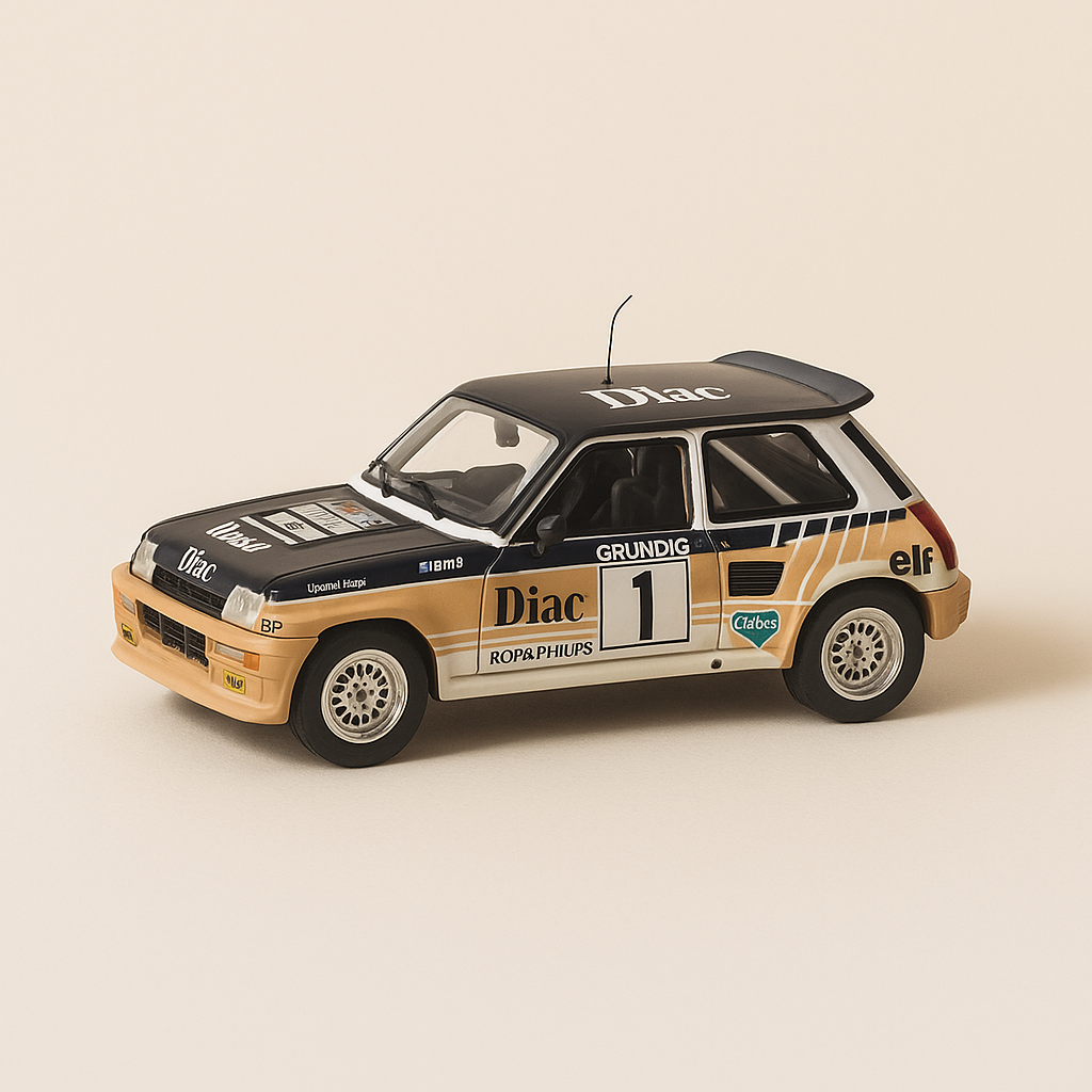 Renault 5 Turbo Maxi marron, blanche et noire numéro 1 - rallye du Var de 1986 (blister) - Image haute qualité