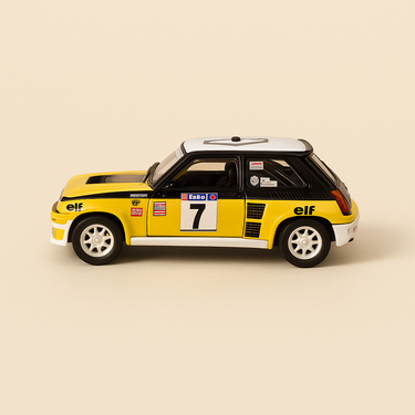 Renault 5 Turbo jaune, blanche et noire numéro 7 - Tour de Corse de 1982 (blister) - Image haute qualité