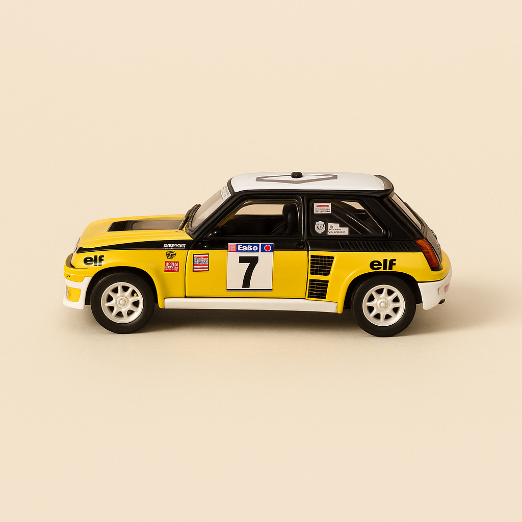 Renault 5 Turbo amarillo, blanco y negro número 7 - Tour de Corse de 1982 (blister)