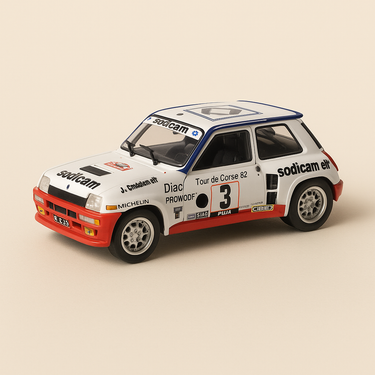 Renault 5 Turbo blanche, rouge et bleue numéro 3 - Tour de Corse de 1982 - Image haute qualité