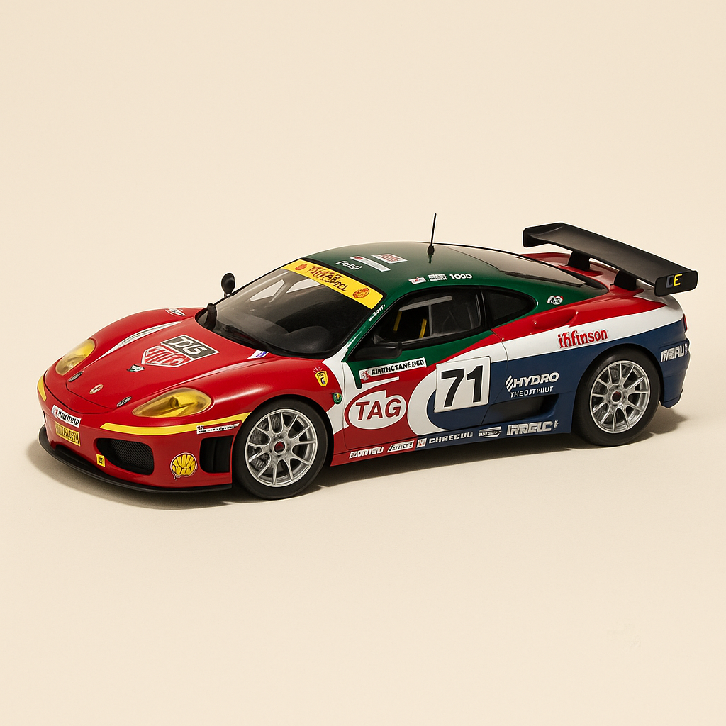 Ferrari 360 Modena rouge, bleue et verte numéro 71  - 24 heures du Mans de 2002