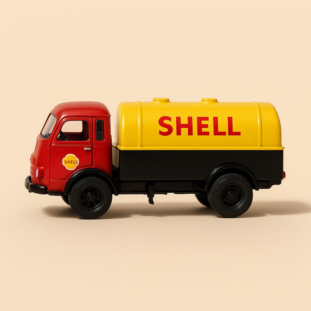 Camion Renault Fainéant rouge, jaune orangé et noire de 1957 SHELL - CORGI Classics référence 71205