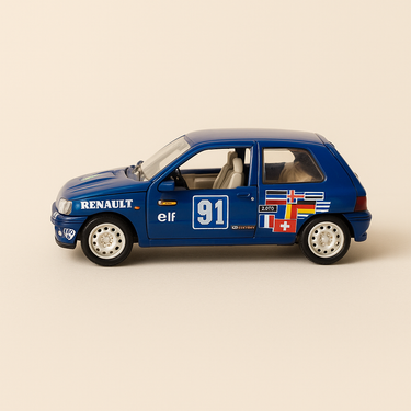 Renault Clio 16S bleue avec le numéro 91 (sans la boite en carton) - Solido référence N°1526 - Image haute qualité