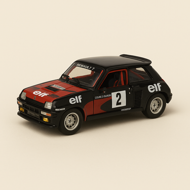 Renault 5 Turbo noire et rouge numéro 2 coupe d'Europe 82 "ELF" (coffret boite rectangle) - Universal Hobbies - Image haute qualité