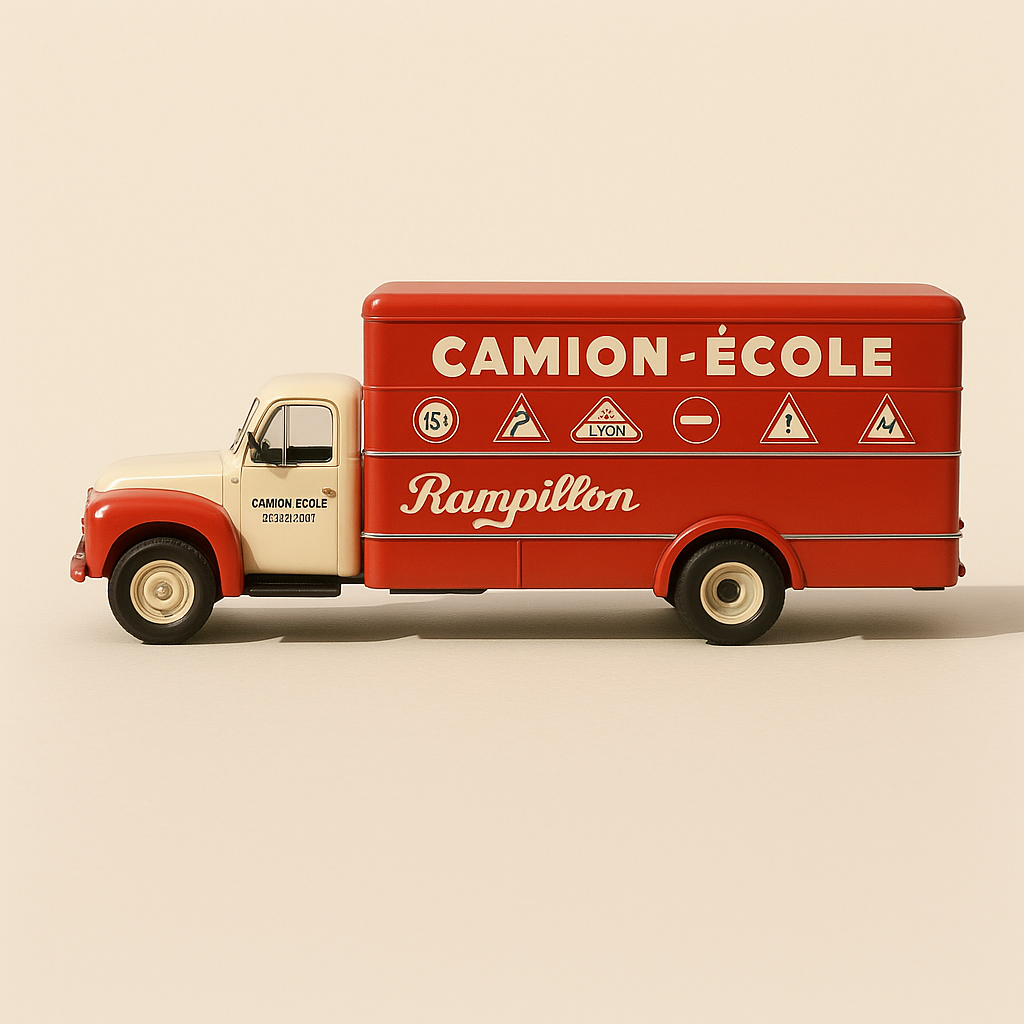 Caminhão Citroën U55 Vermelho e Cinza - Caminhão Escola de Condução Rampillon - Coleção Garage Moderna