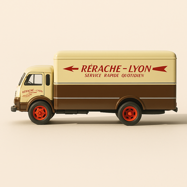Camion Renault "Fainéant" marron et beige Transports Rapides Rérache-Lyon - Collection Garage Moderne - Image haute qualité