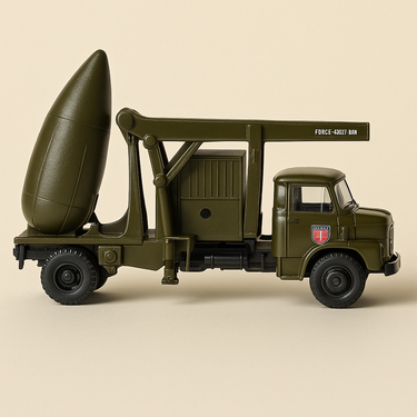 Camion militaire Berliet VTC verte foncé transport de têtes nucléaires missiles S2 - Edition Hachette Collections / fabricant de miniatures :IXO - Image haute qualité