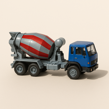 Camion toupille à béton Berliet GRH 230 bleue, grise et rouge - Collection Hachette - Image haute qualité