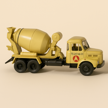 Camion toupille à béton Berliet PMH 12 6x4 beige - Béton de Paris - Collection Hachette - Image haute qualité