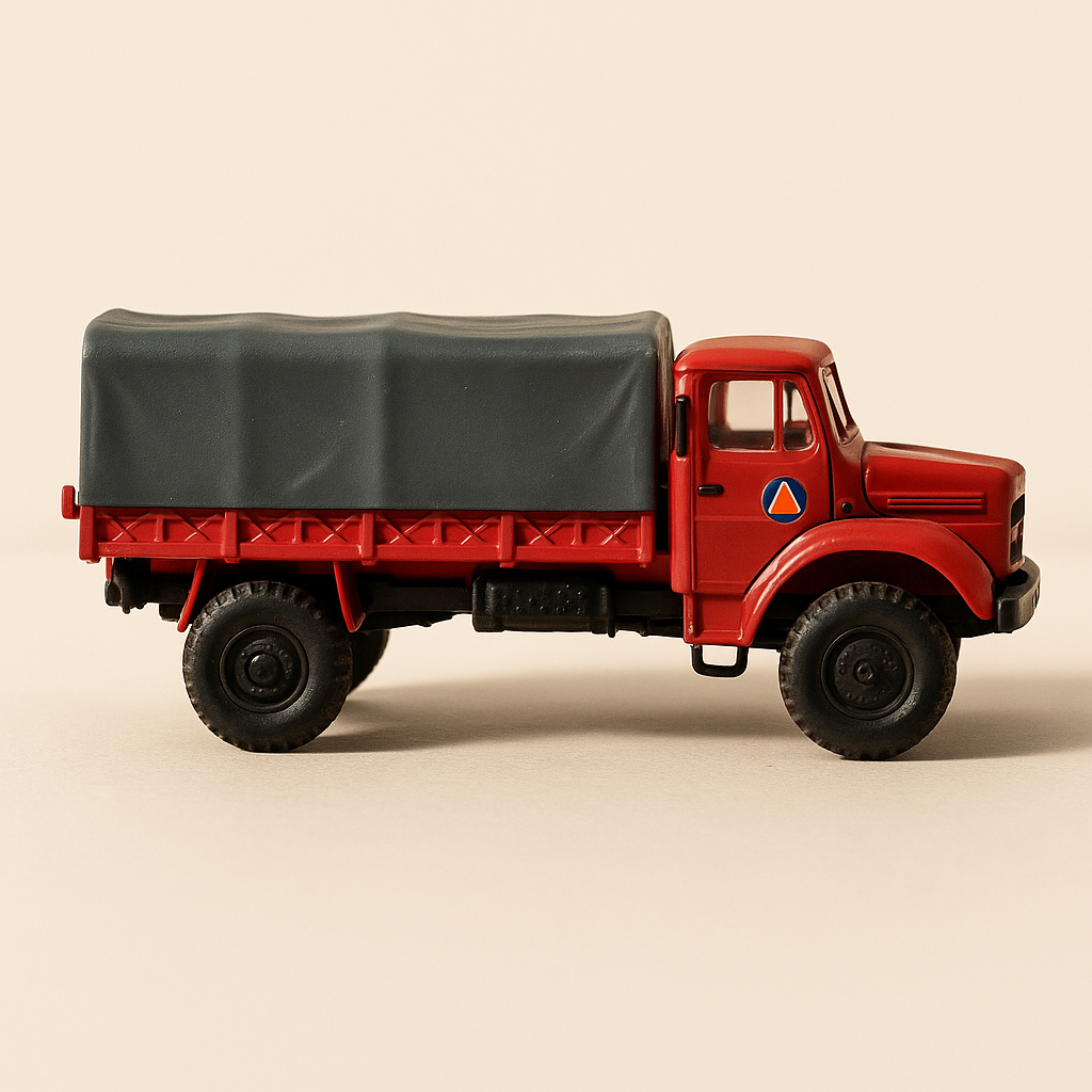 Camion bâché Berliet L 64 4x4 routt an eng grau Plack vum Zivil Sécurité - Hachette Collection