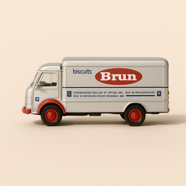 Camion Berliet GAK Fourgon blanc - Biscuits BRUN - Collection Hachette - Image haute qualité