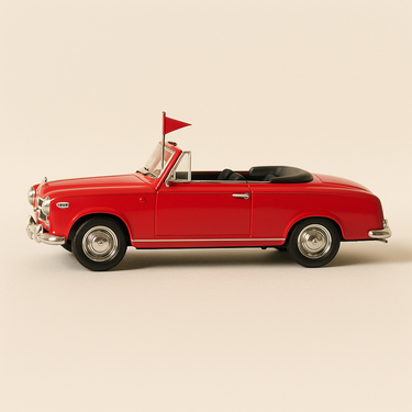 Peugeot 403 cabriolet rouge du directeur de course du tour de France de 1960 - Image haute qualité