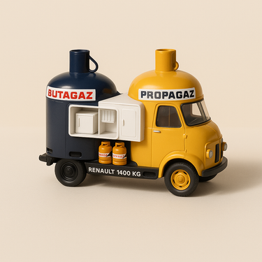 Renault 1400 Kg Butagaz - véhicule en forme de bouteille de gaz - Image haute qualité