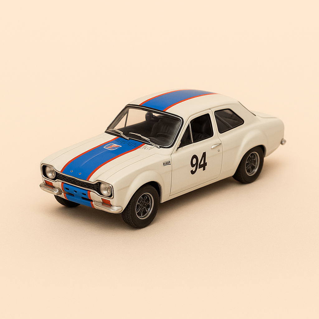 Ford Escort Mk1 blu e bianco numero 94 - Coppa del Belgio del 1969 - Collezione TROFEU