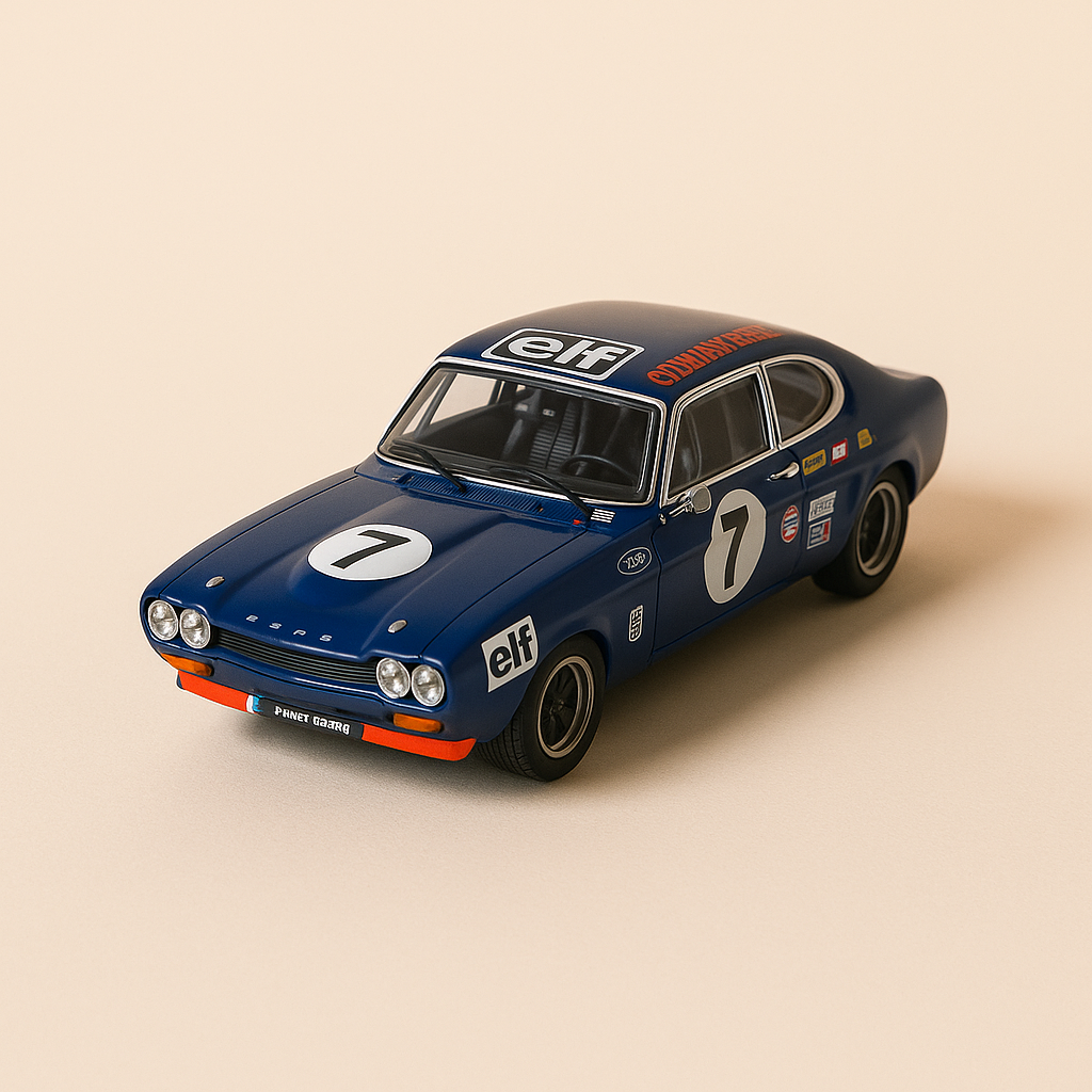 Ford Capri 2600 RS azul número 7 - 6 horas en el circuito Paul Ricard de 1972 - Colección TROFEU