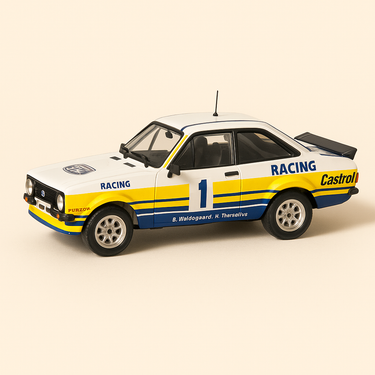 Ford Escort Mk2 blanche et jaune numéro 1 - rallye de l'Acropole de 1979 - Image haute qualité