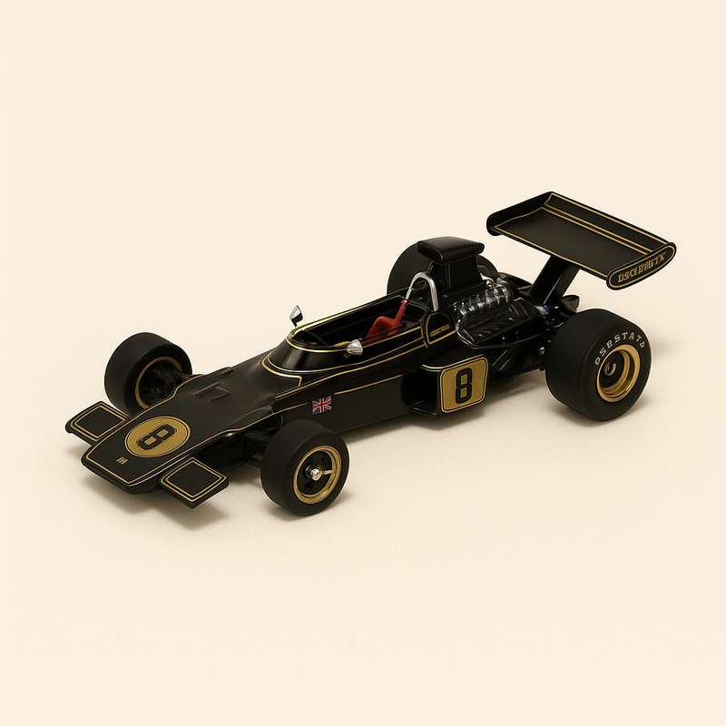 Lotus 72D preta número 8 de 1972 - Fórmula 1