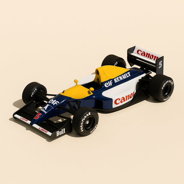 Williams FW14B bleue, blanche et jaune numéro 5 de 1992 - Formule 1 - Image haute qualité