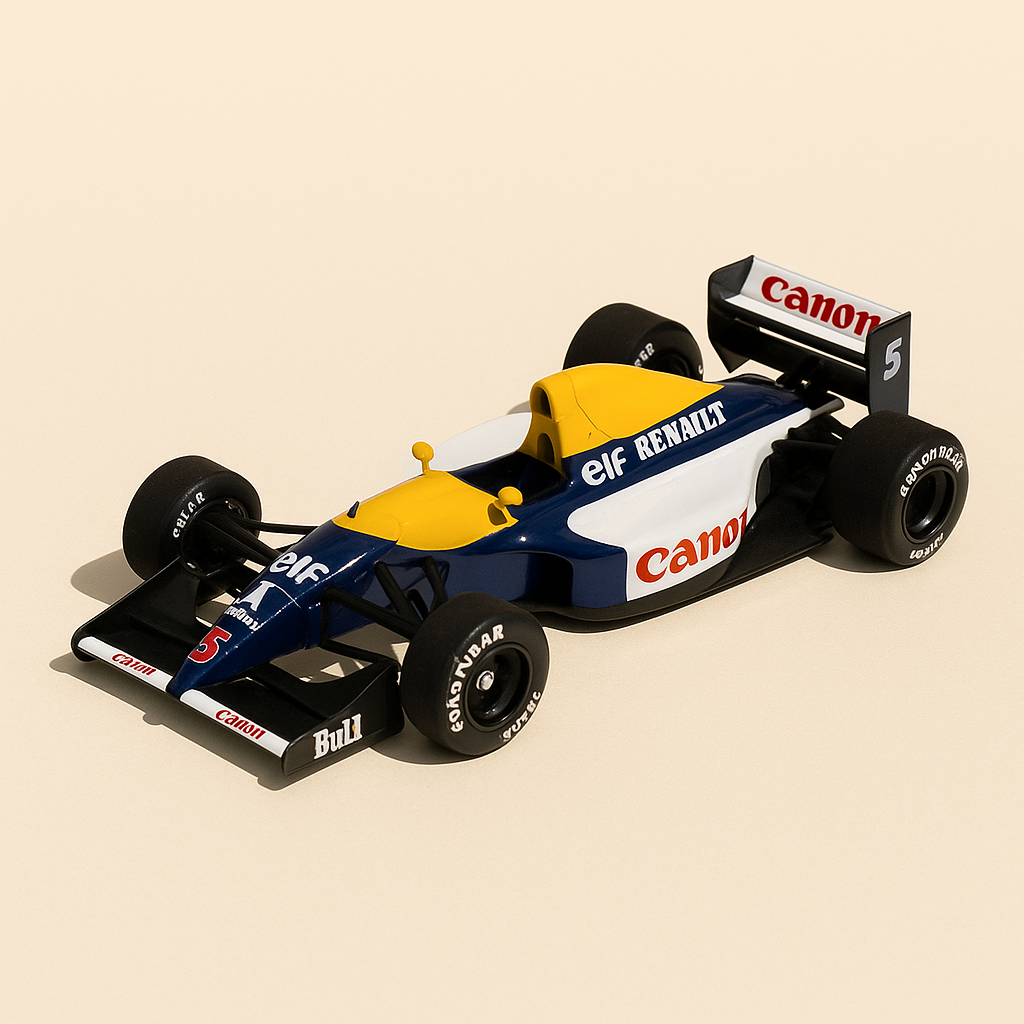 Williams FW14B blou, wäiss a giel Nummer 5 aus dem Joer 1992 - Formel 1