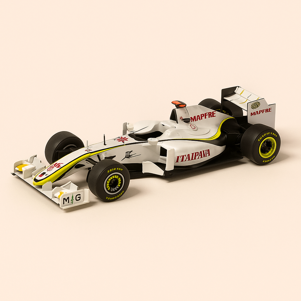 Brawn GP 01 blanche, noire et jaune numéro 22 de 2009 - Formule 1 - Jenson Button