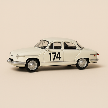 Panhard PL17 blanche (blanc cassé) numéro 174 - rallye de Monté-Carlo de 1961 - Image haute qualité