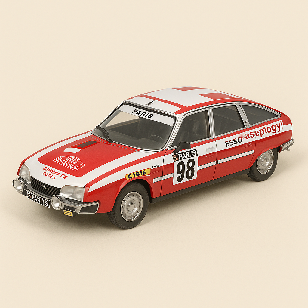 Citroën CX Diesel wit en rood nummer 98 - Monte-Carlo Rally 1978