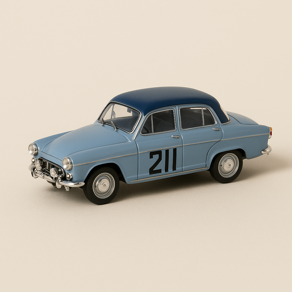 Simca Aronde bleue et bleue numéro 211 - rallye de Monté-Carlo de 1959