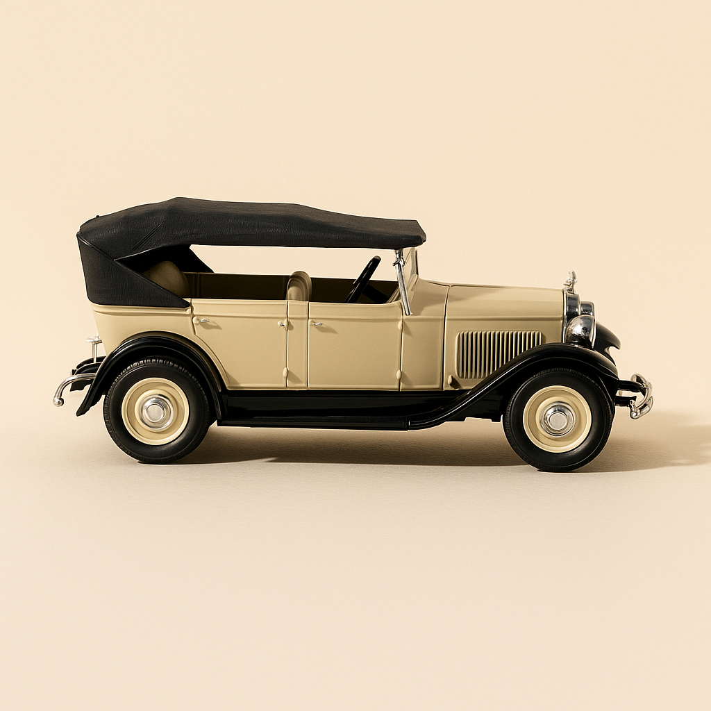 Fiat 521 découvrable beige avec capote noire - Solido référence 4157