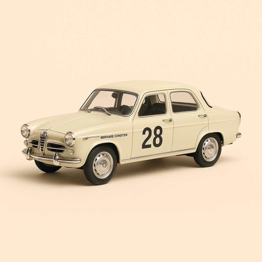 Alfa Roméo Giulietta TI blanc cassé numéro 28 - Tour auto de 1958