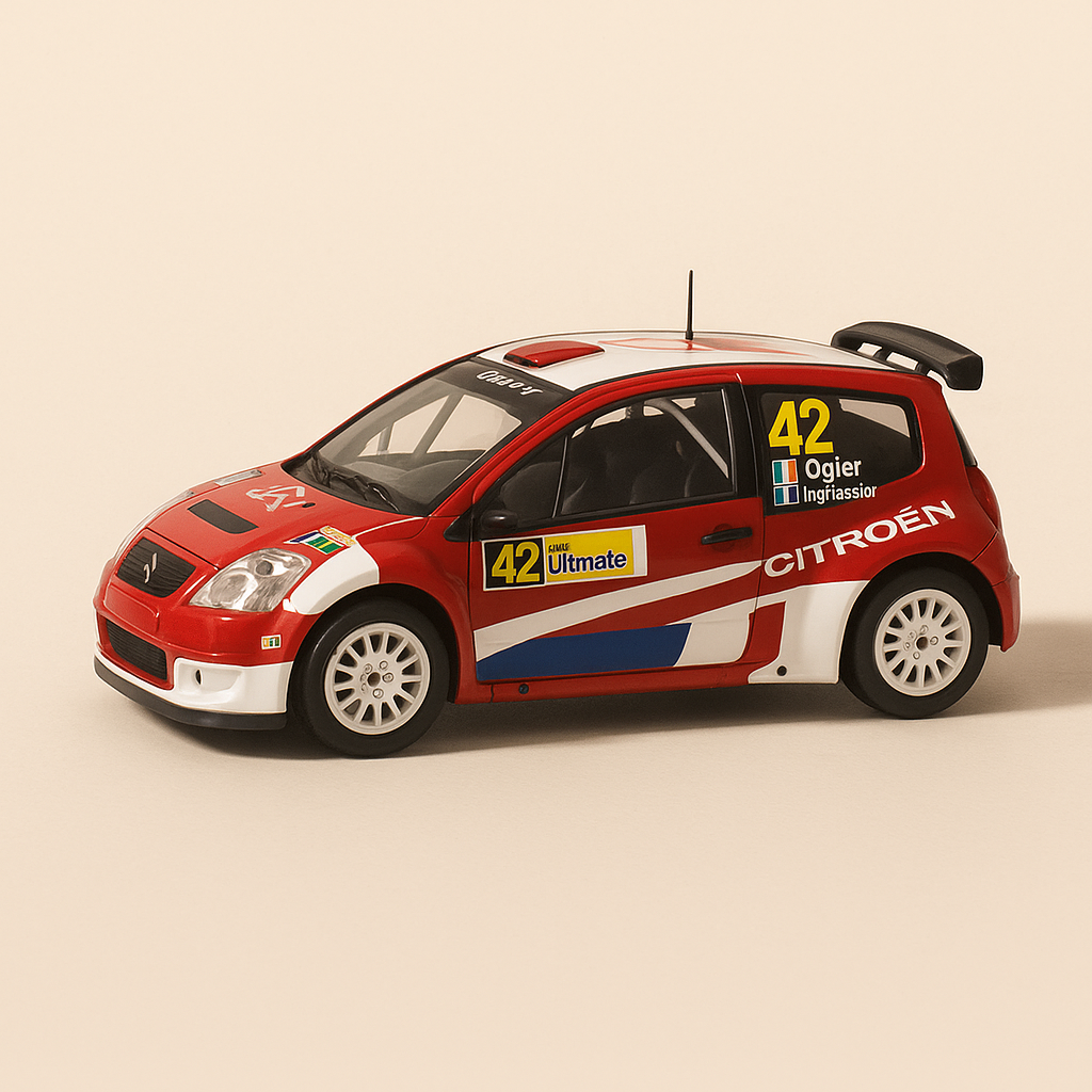 Citroën C2 S1600 blanche et rouge numéro 42 - Rallye Mexico de 2008 - Image haute qualité