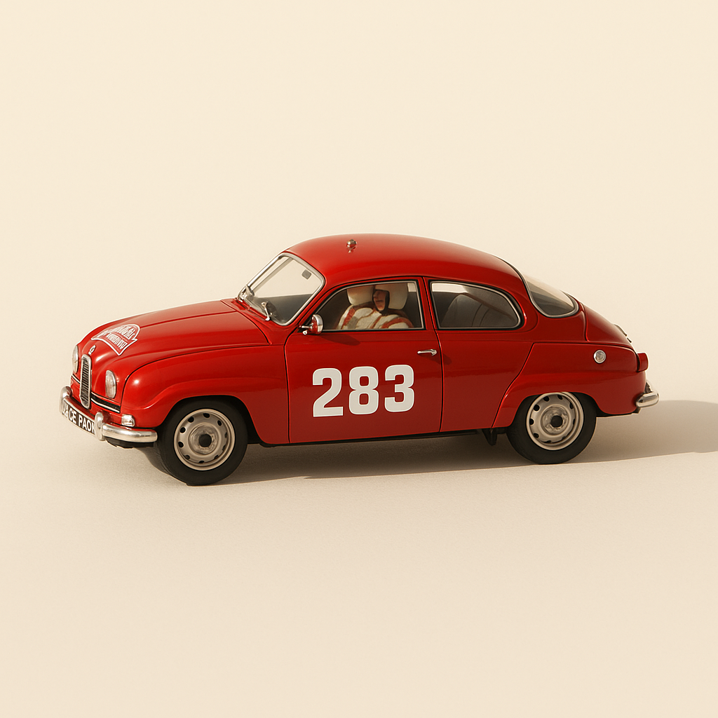 Saab 96 vermelho número 283 - Rally de Monte-Carlo de 1963