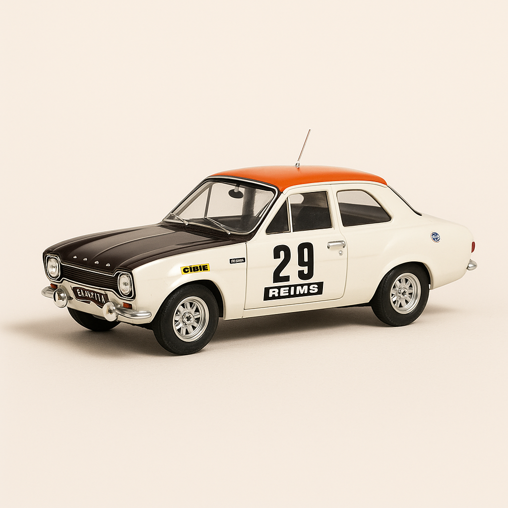 Ford Escort MkI TC bianca, nera e marrone numero 29 - Rally di Monte Carlo del 1969