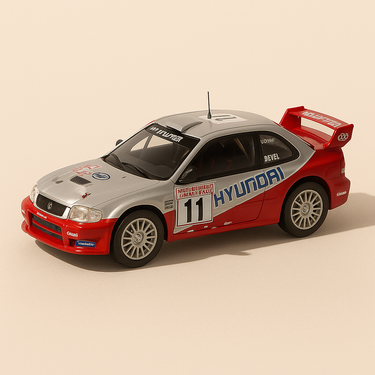 Hyundai Accent WRC grise et rouge numéro 11 - Rallye de Monté-Carlo de 2003 - Image haute qualité