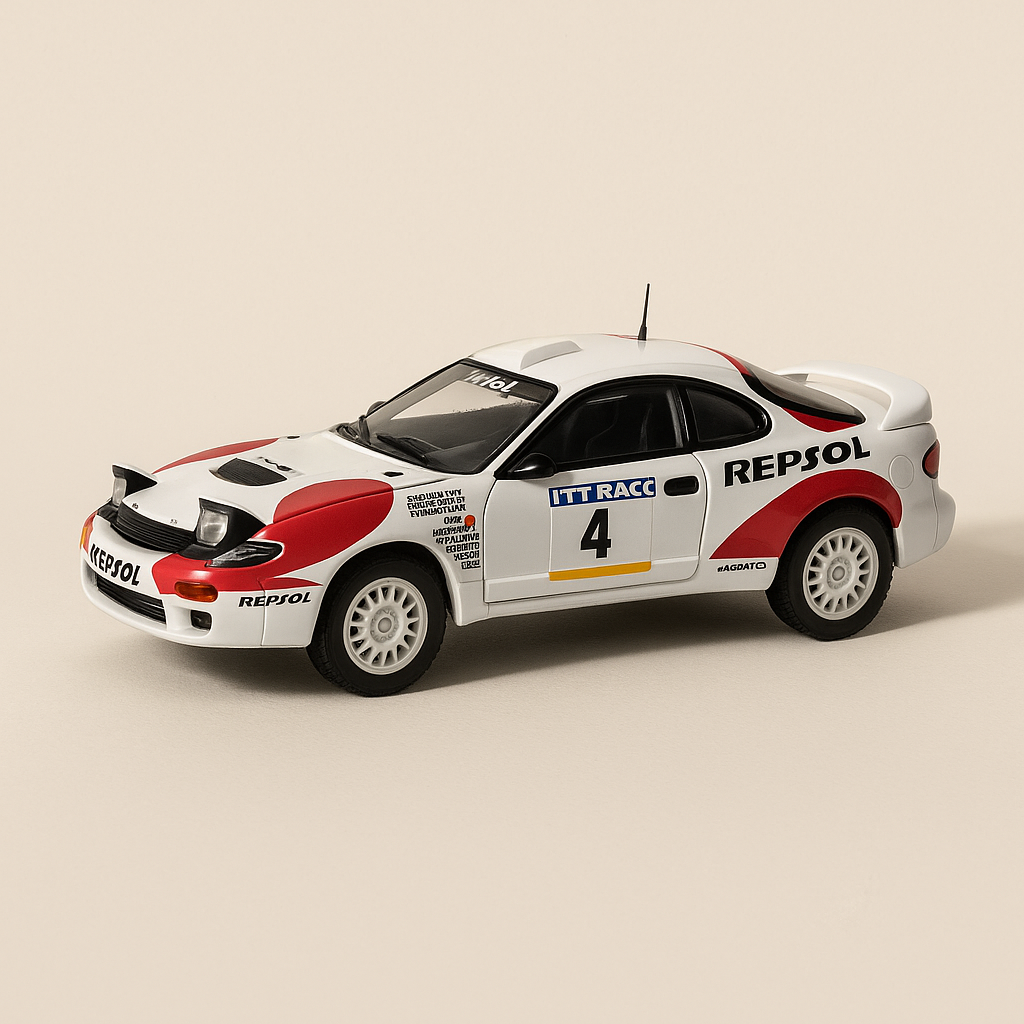 Toyota Célica Turbo 4WD blanca y roja número 4 - Rally de Cataluña de 1992
