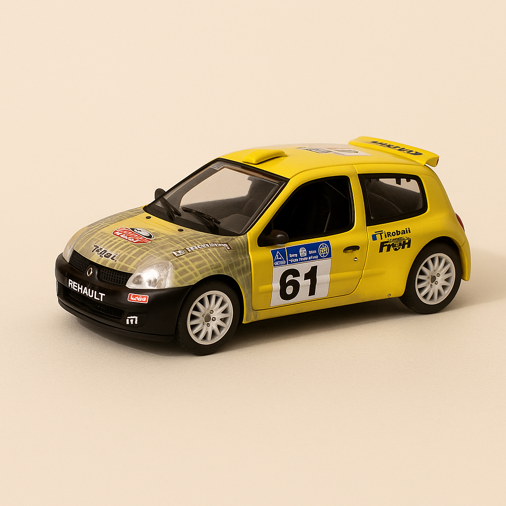 Renault Clio S1600 jaune et grise numéro 61 - Rallye de l'Acropole de 2003