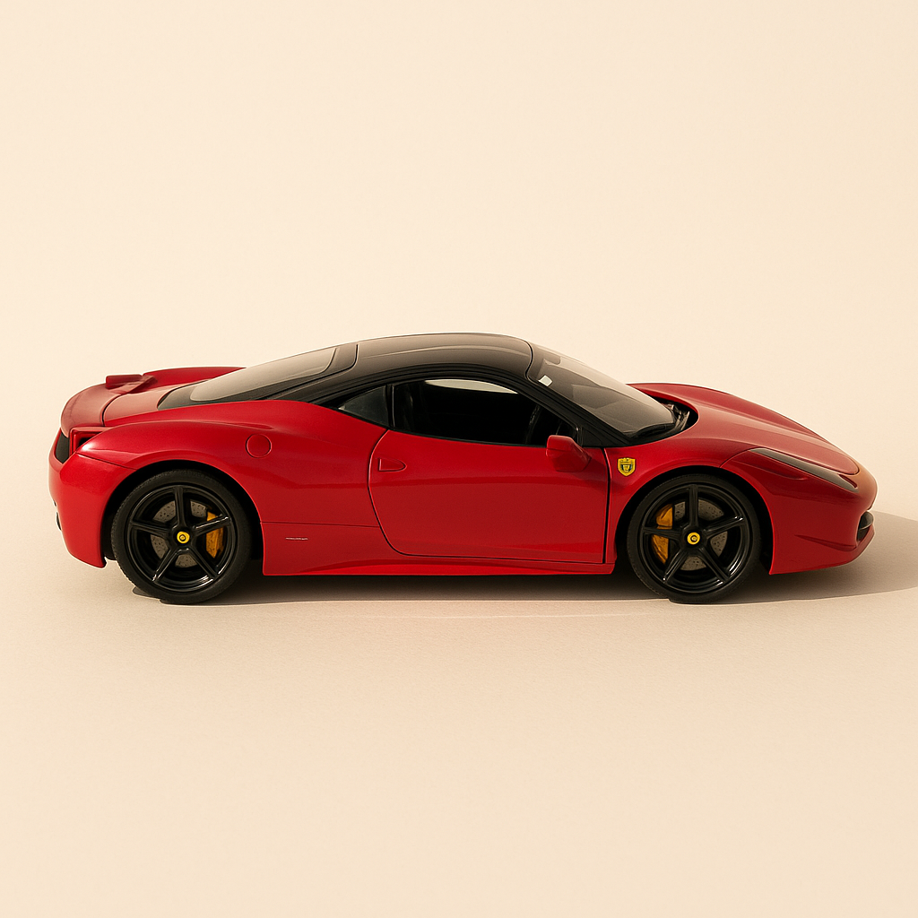 Ferrari 458 Italia rouge de 2009 - BURAGO (échelle: 1/24ème) - Image haute qualité