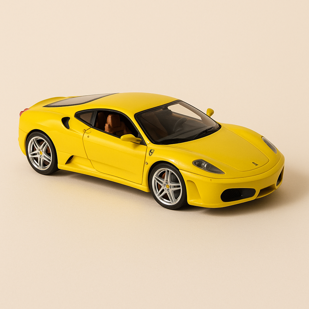 Ferrari F430 giel vum Joer 2004 - BURAGO (Skala: 1/24)