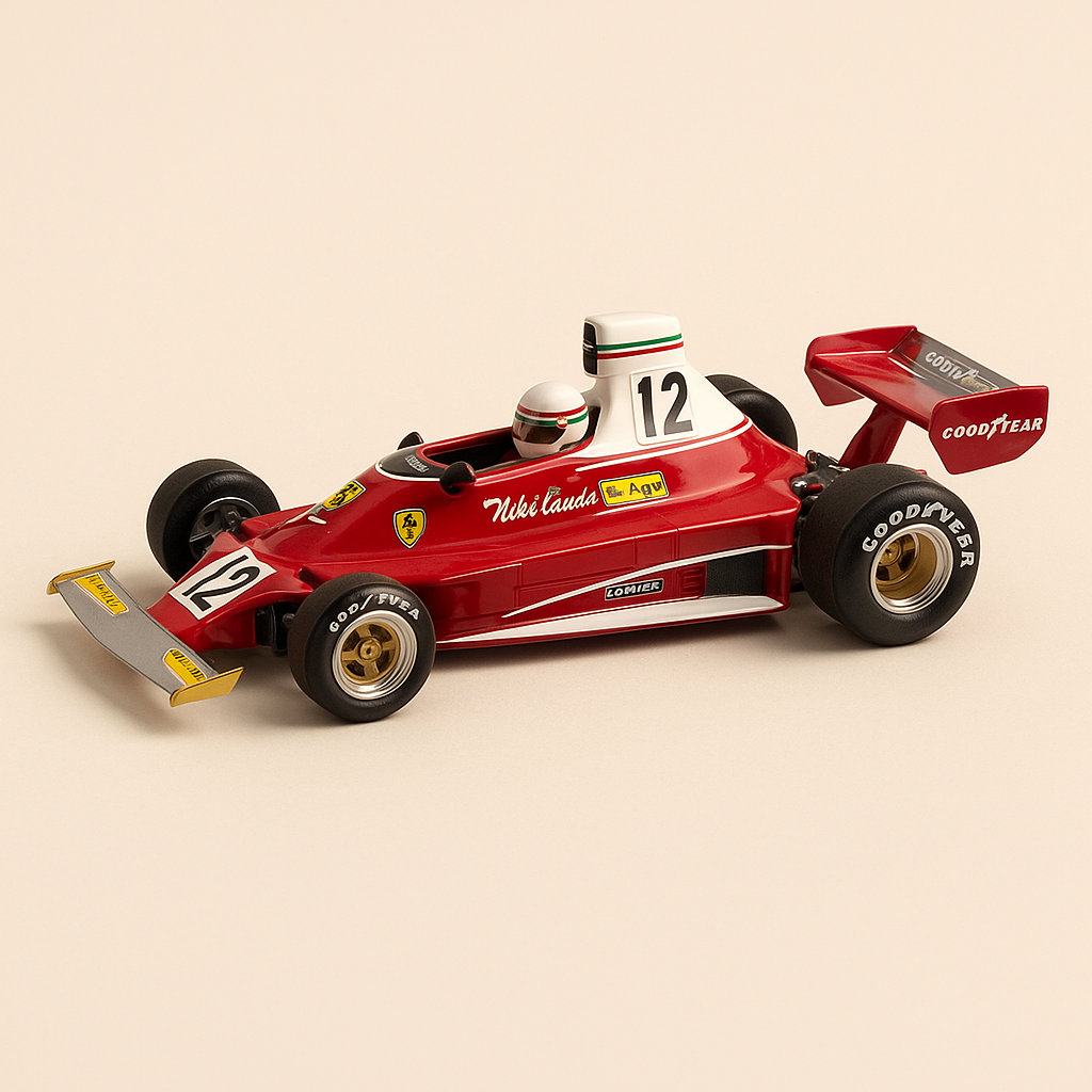 Ferrari 312T rouge et blanche numéro 12 de 1975 - Formule 1 - Niki Lauda