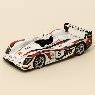 Audi R8 blanche, rouge et noire numéro 5 - 24 heures du Mans de 2005 - Image haute qualité