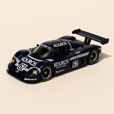 Sauber Mercedes C9 bleue foncée numéro 62 - 24 heures du Mans de 1987 - Image haute qualité